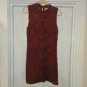 NWT Hollister Womens Sleeveless Halter Lace Dress Burgundy Size 7